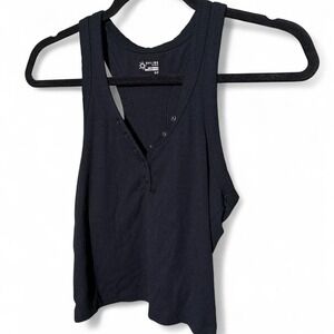 Aerie size S black ribbed crop top with buttons